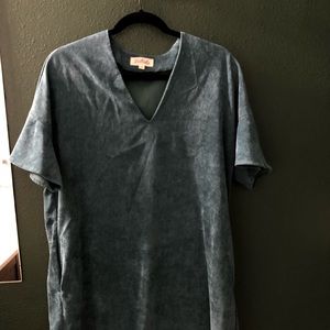 V neck corduroy dress knee length